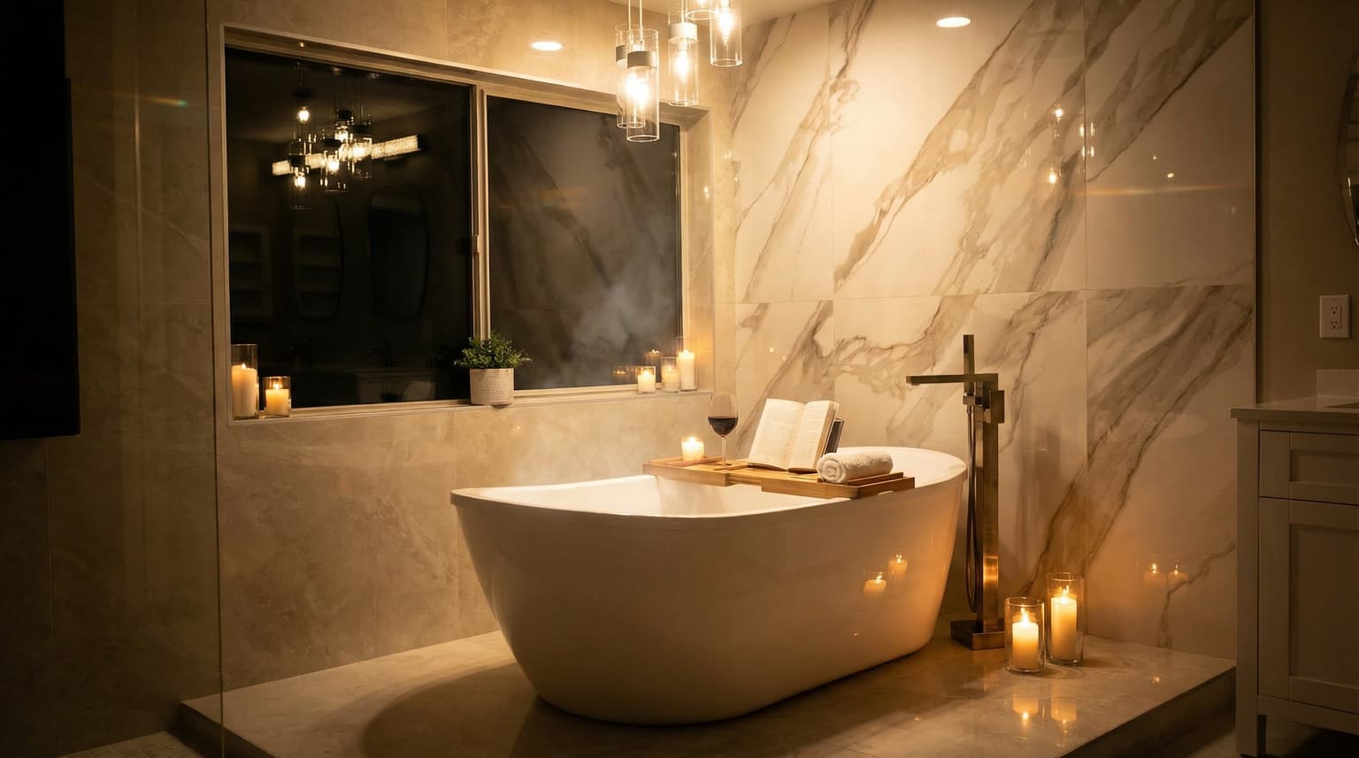 Freestanding tub installation and tile work by ShineTile Renton